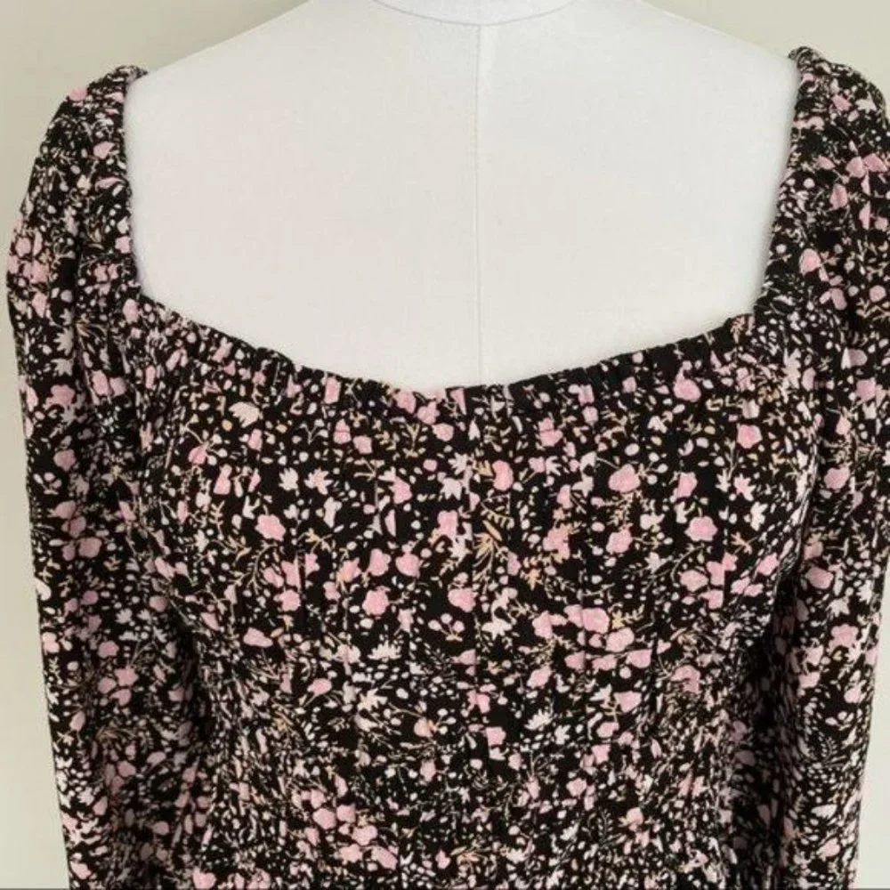 J. Crew Puff sleeve Drapey Crepe Top Fall Garden Floral Size M and L NWT
